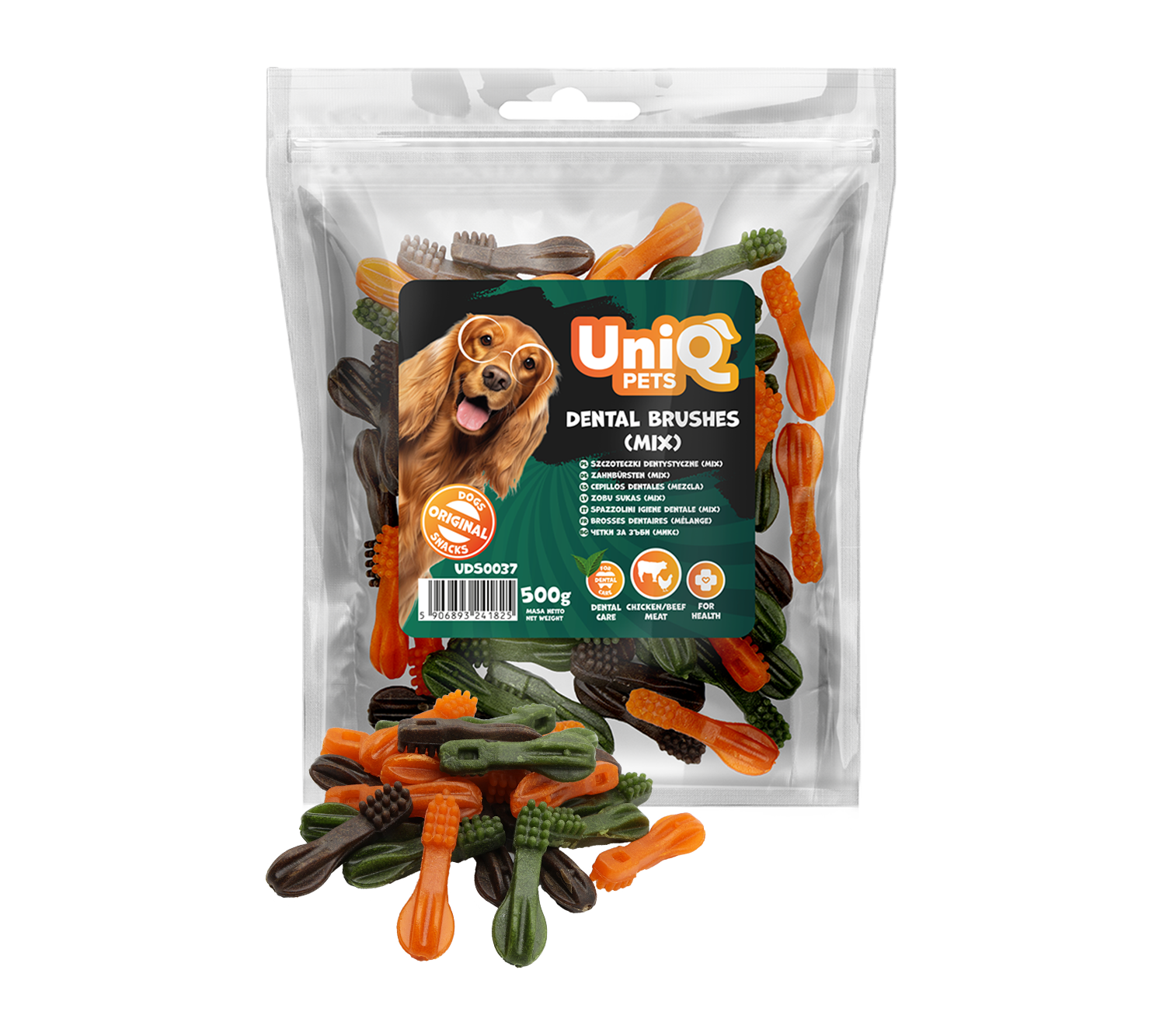 UniQ - DENTAL - "Tandbørster" m. Okse & Mynte - 500g