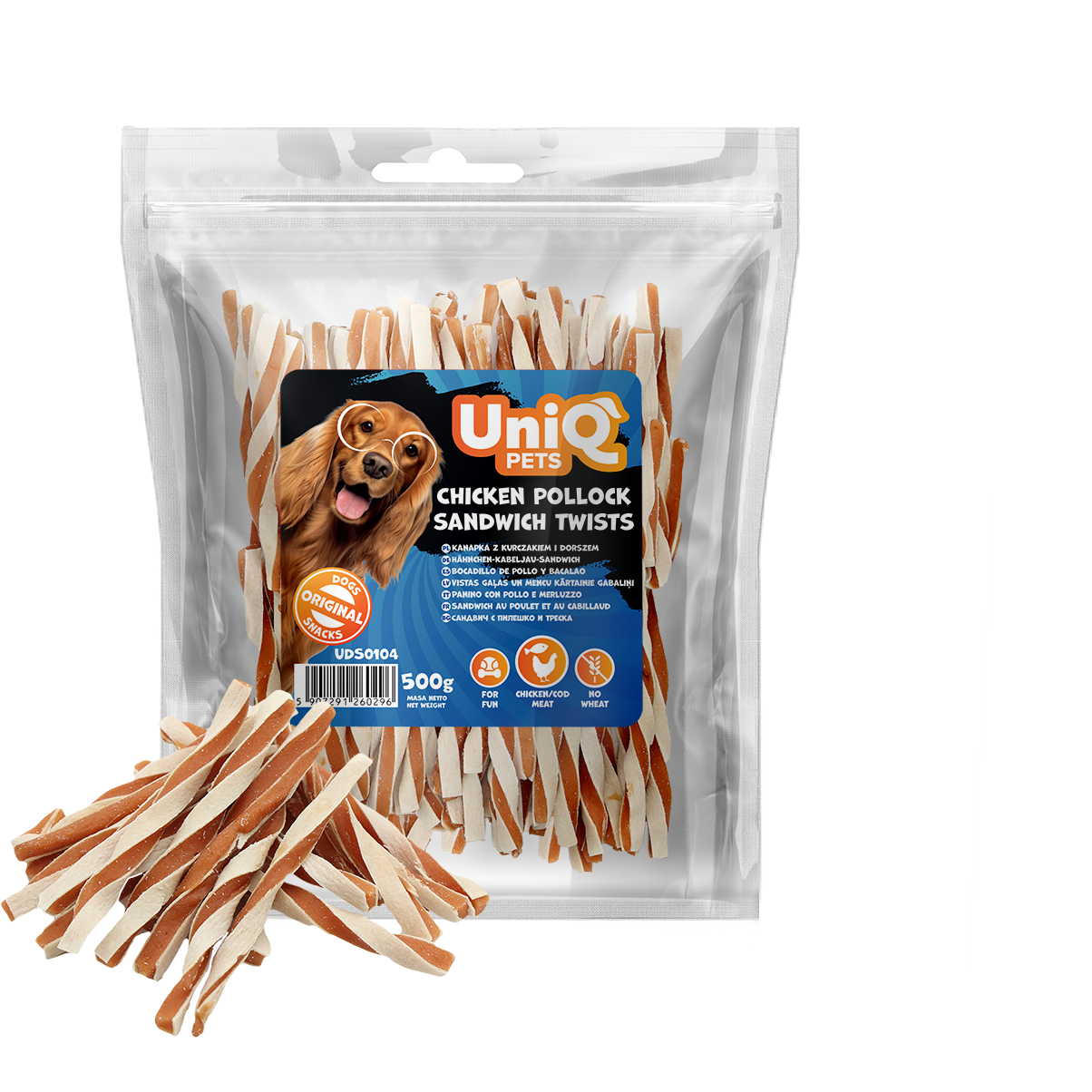 UniQ - Twisters m. Kylling & Sej - 500g