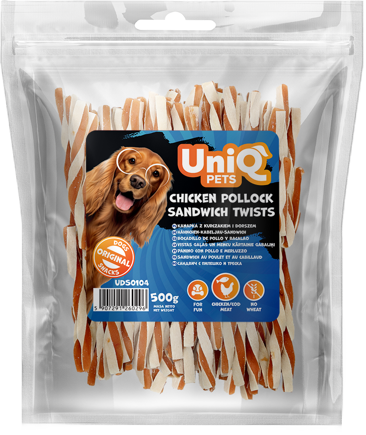 UniQ - Twisters m. Kylling & Sej - 500g