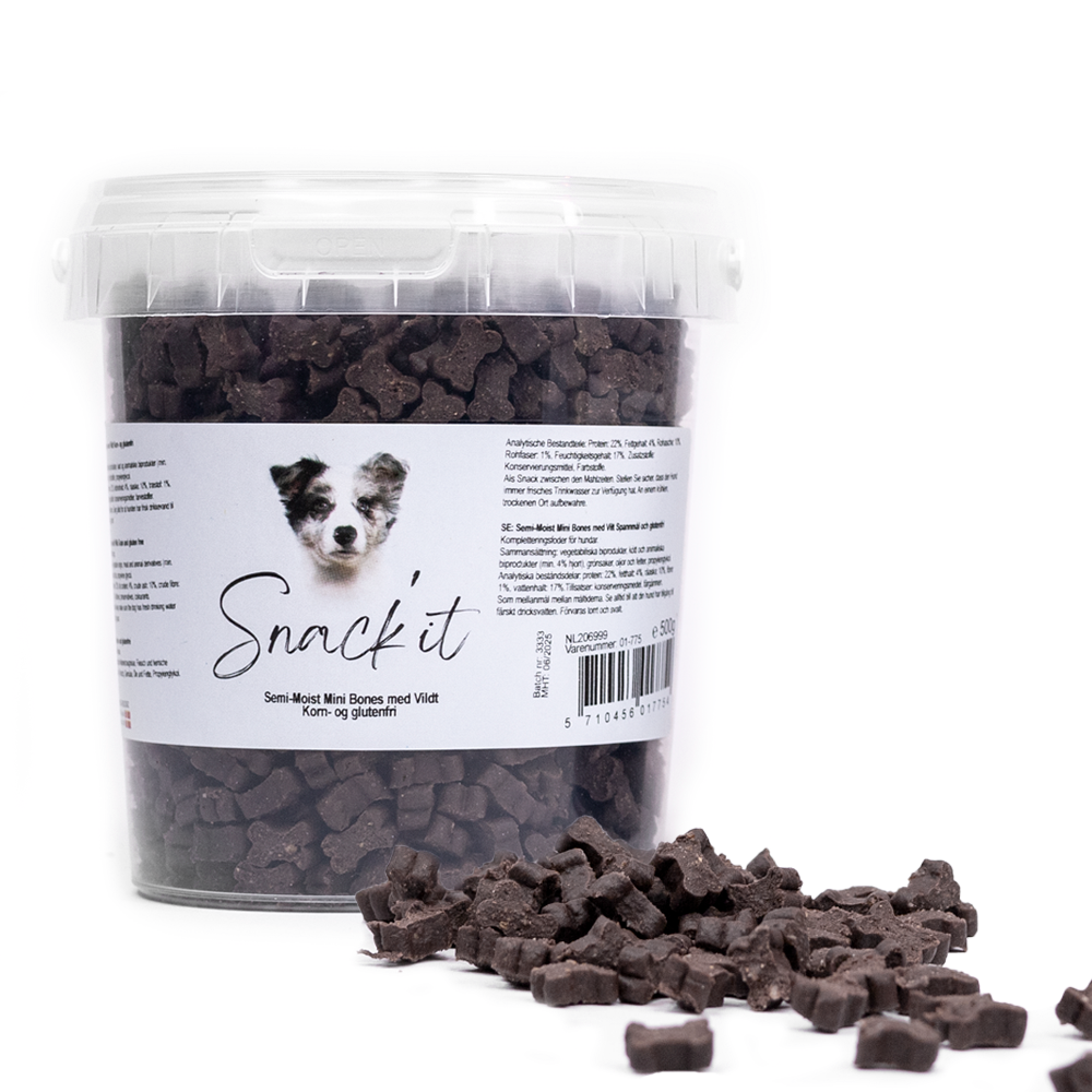 Snack’it - Semi-Moist - Bløde godbidder Mini Bones m. Vildt - 500g