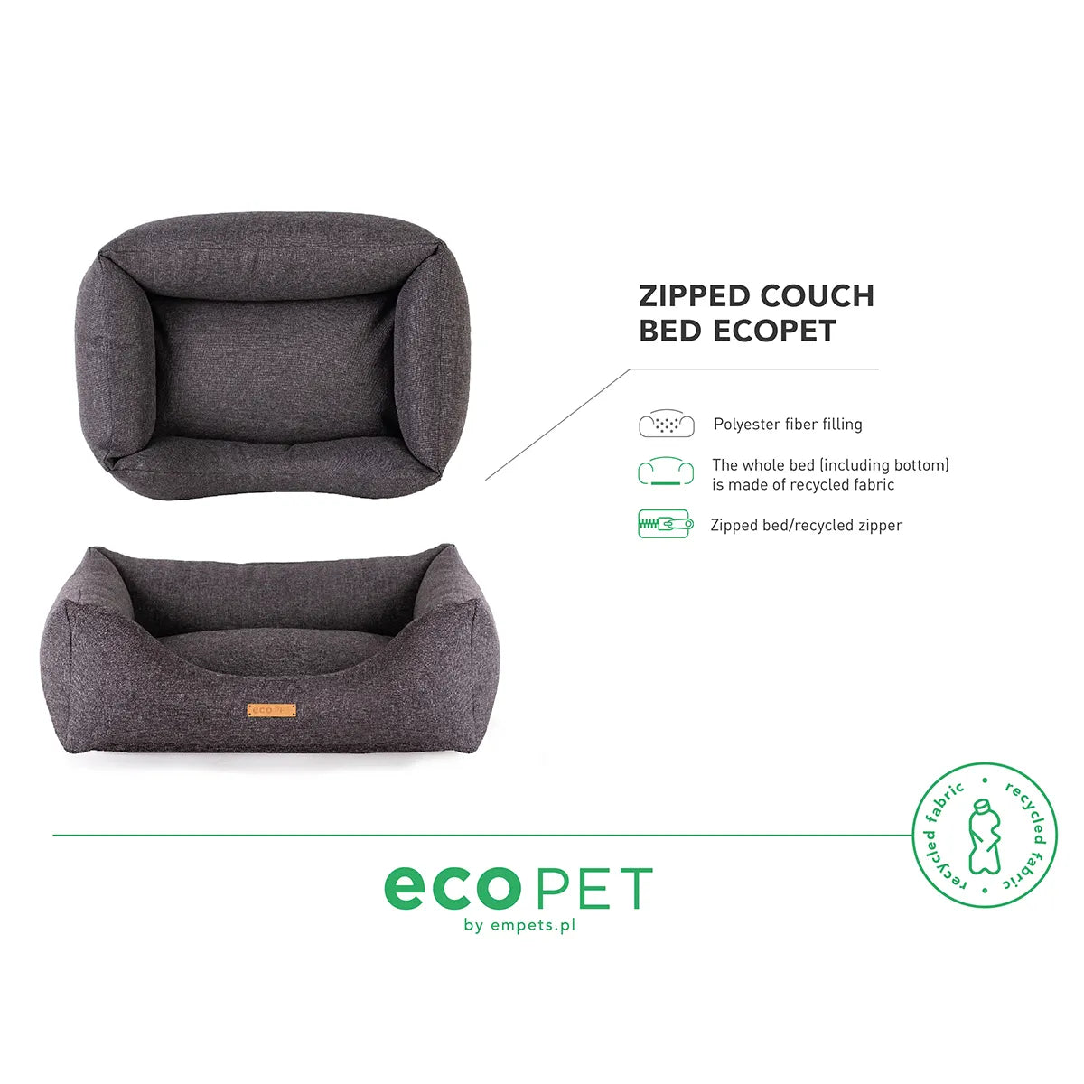 Hundeseng - EcoPet - Mørkegrå