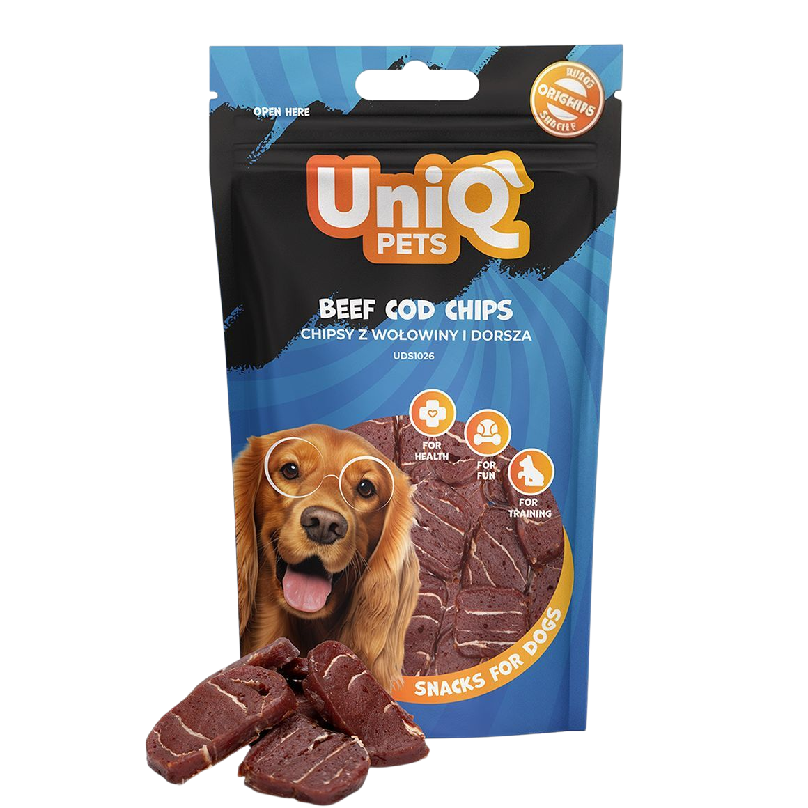 UniQ - Bløde snacks - Chips m. Okse & Torsk - 80g