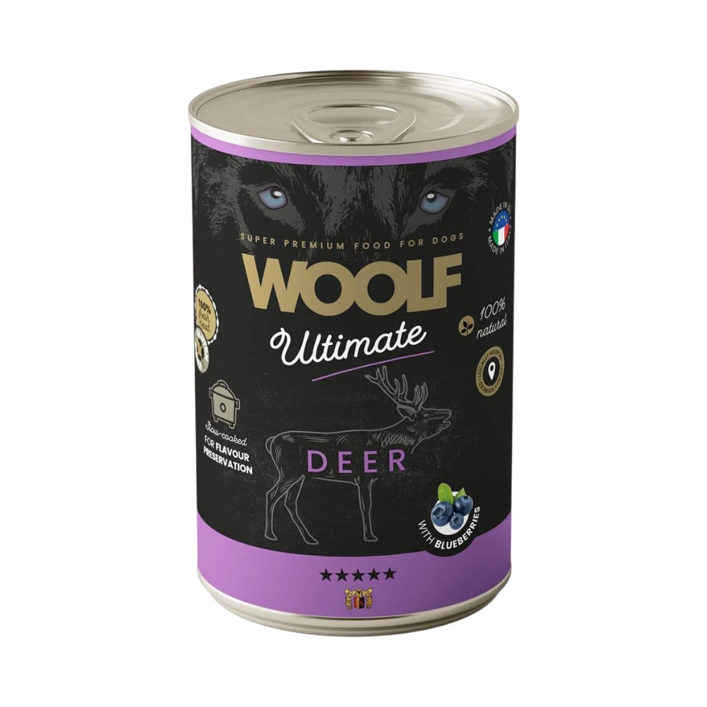 Woolf Ultimate - Vådfoder m. Hjort & Blåbær