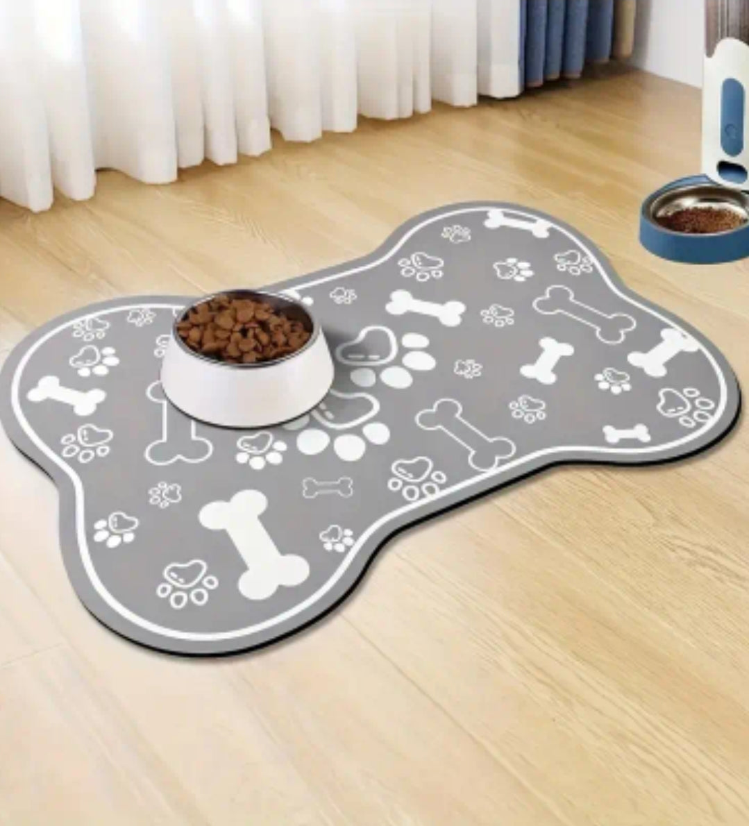 Skåleunderlag Kødbensformet m. print - 45x30cm. - Grå