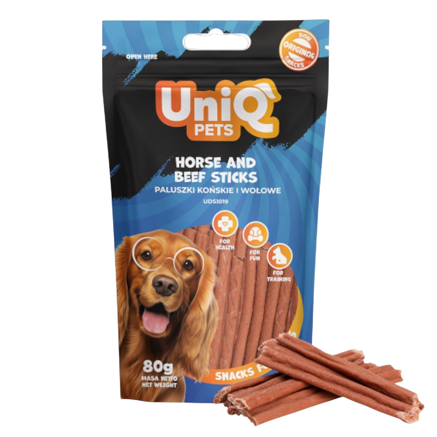 UniQ - Bløde snacks - Sticks m. Hest & Okse - 80g