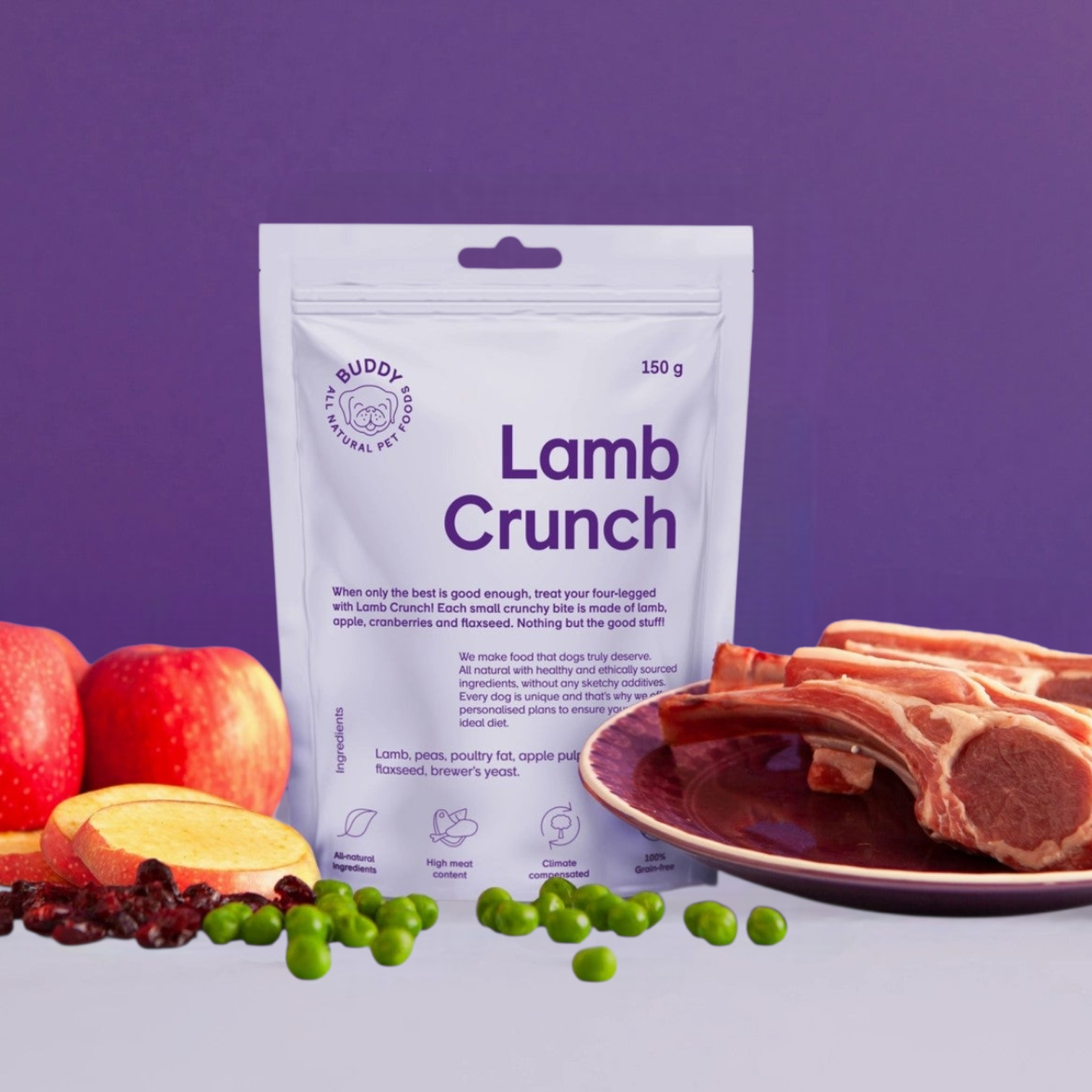 Buddy Pet Foods - Sprøde godbidder - Lam & Tranebær 150g