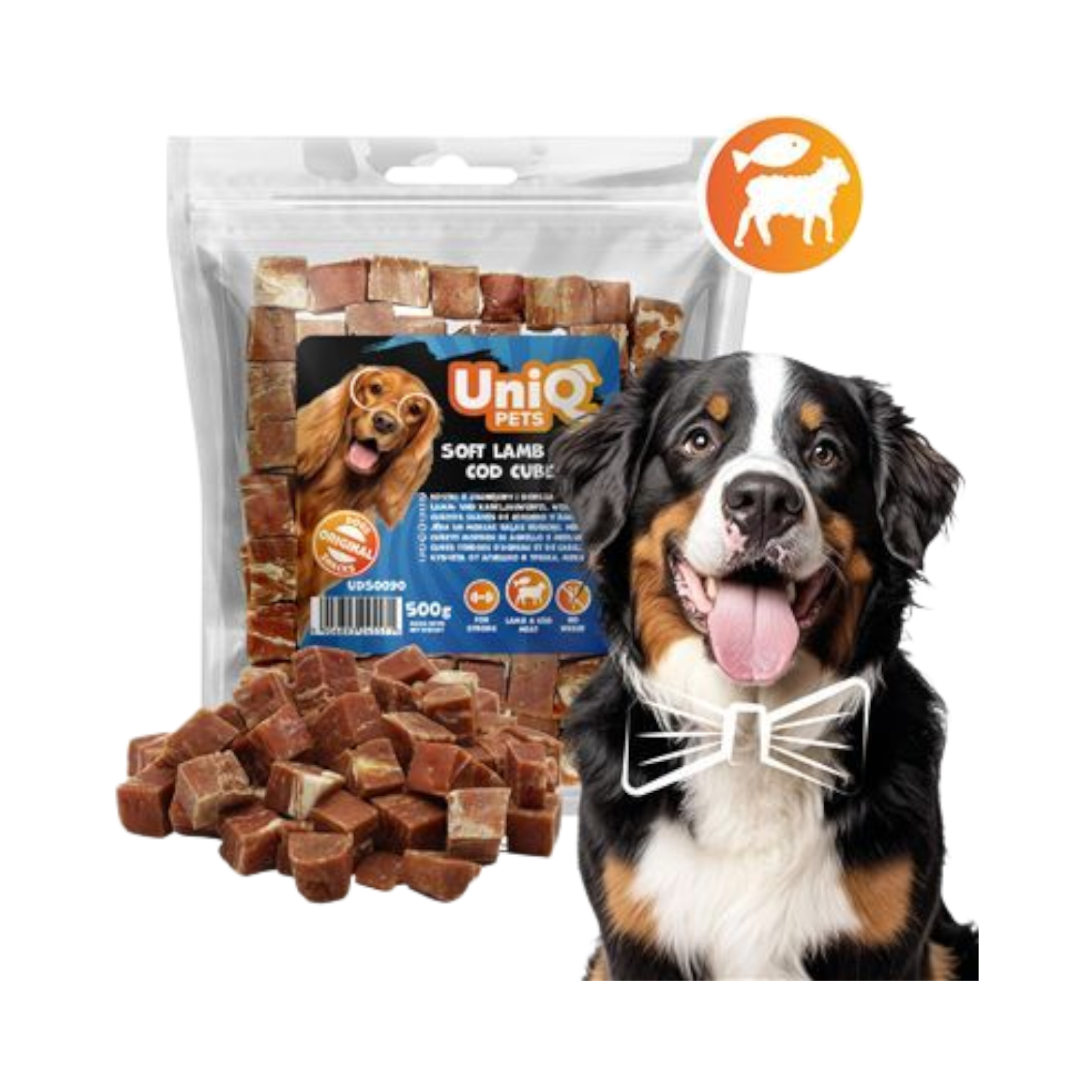 UniQ - Bløde Cubes m. Lam & Torsk - 500g
