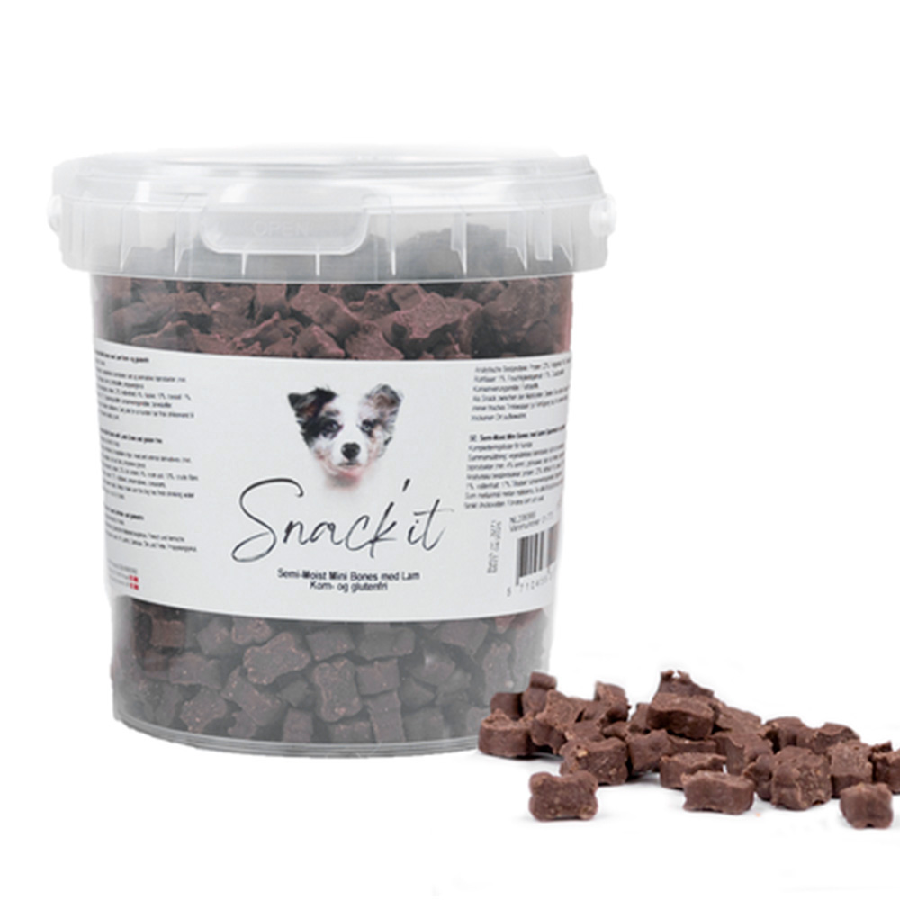 Snack’it - Semi-Moist - Bløde godbidder Mini Bones m. Lam - 500g