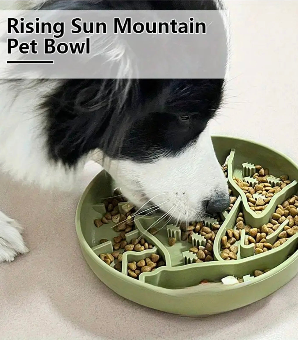 Slowfeeder/Slikkemåtte - Sol & Bjerge - Grøn