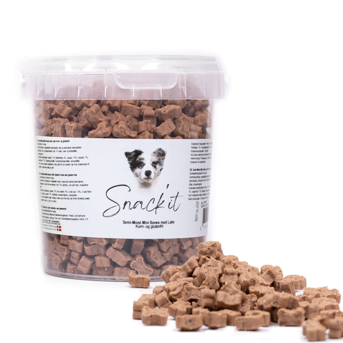 Snack’it - Semi-Moist - Bløde godbidder Mini Bones m. Laks 500g