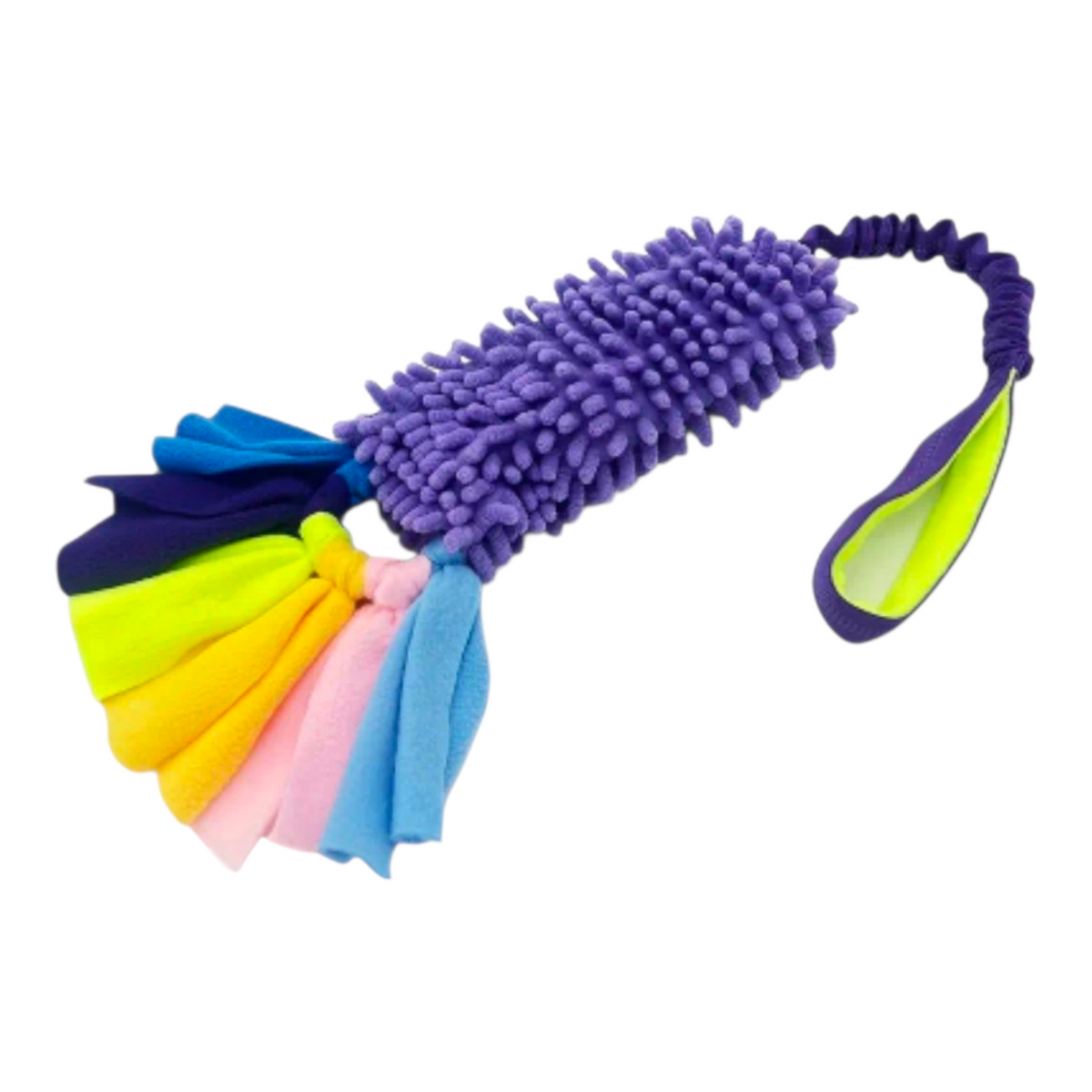 Elastisk træklegetøj m. frynser - Lilla/Grøn