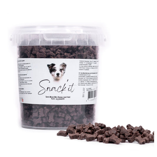 Snack’it - Semi-Moist - Bløde godbidder Mini Bones m. Hest 500g