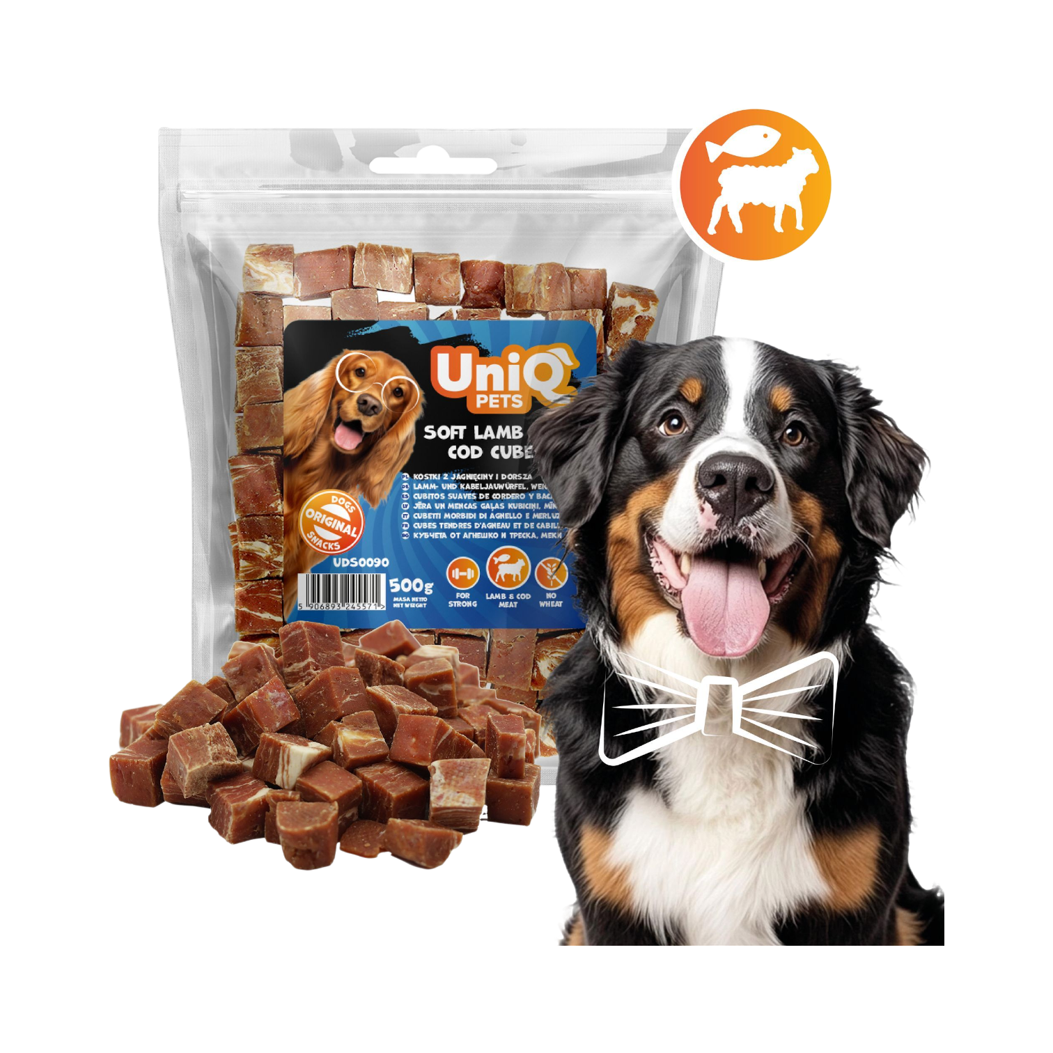 UniQ - Bløde Cubes m. Lam & Torsk - 500g