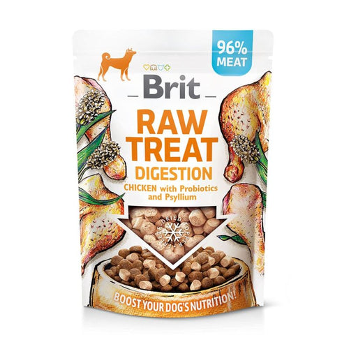 Brit - Raw Treat - Digestion m. Kylling, Probiotika & Loppefrøskaller - 40g