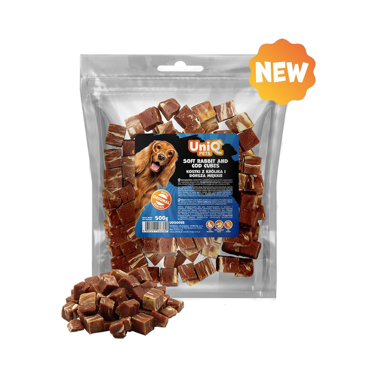 UniQ - Bløde Cubes m. Kanin & Torsk - 500g