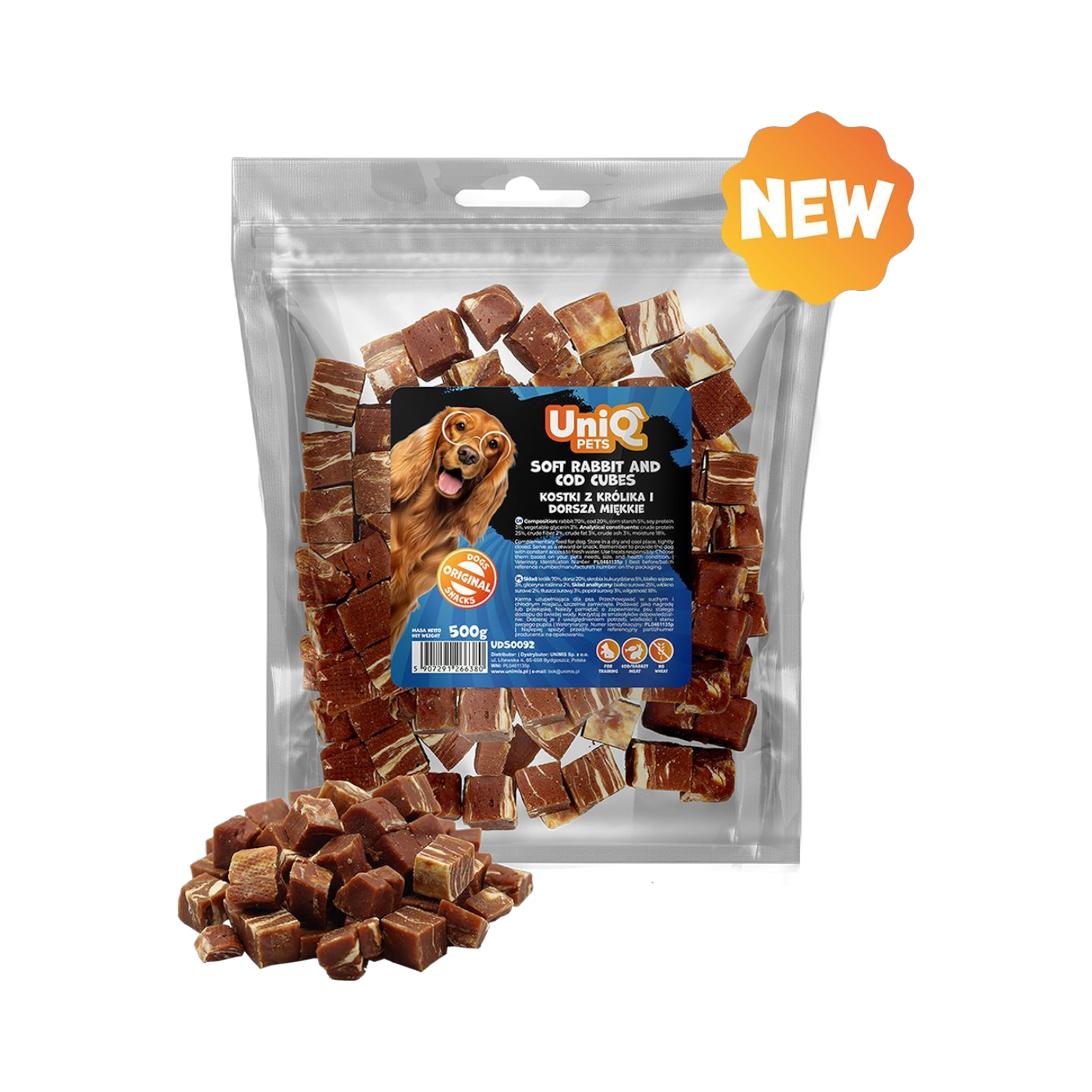 UniQ - Bløde Cubes m. Kanin & Torsk - 500g