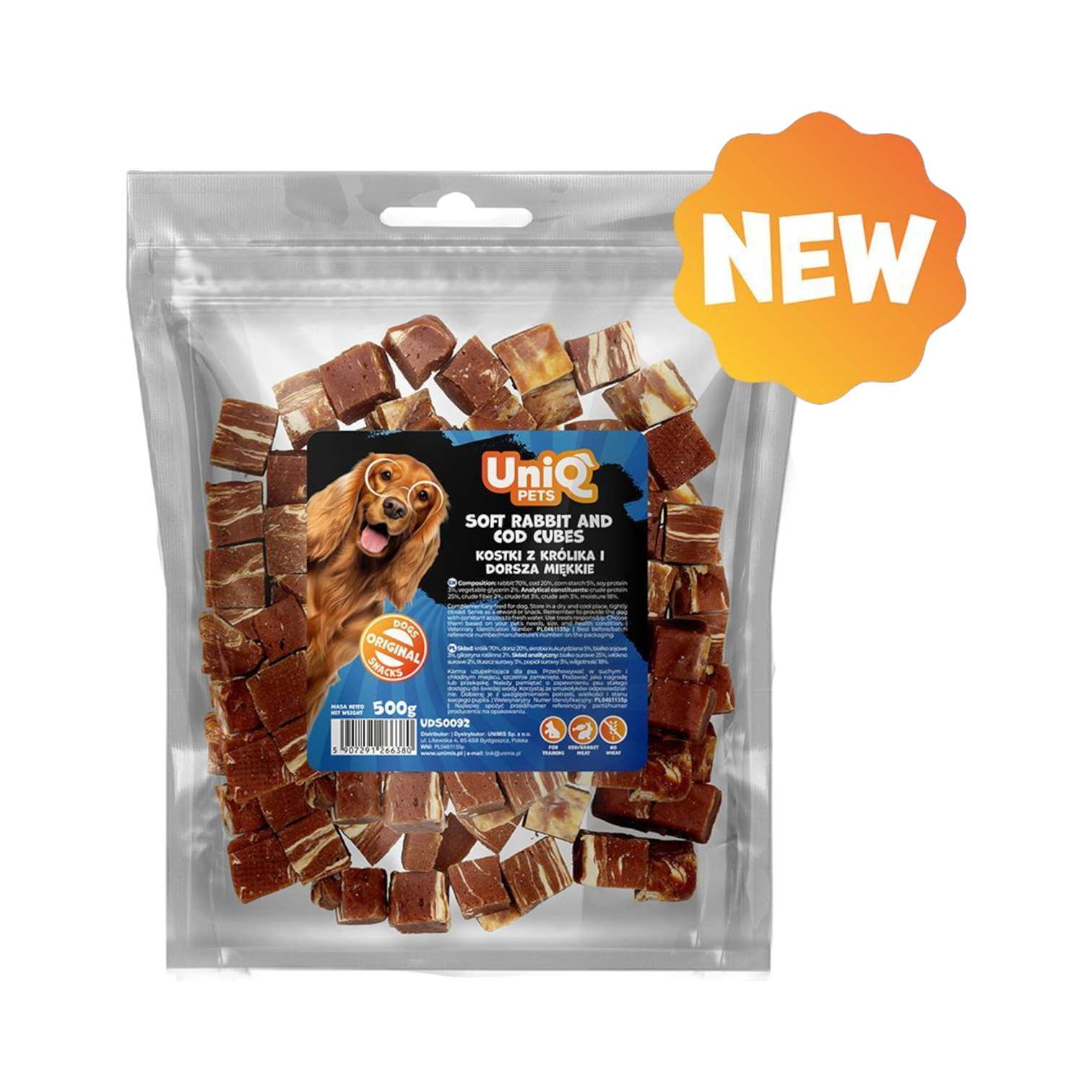 UniQ - Bløde Cubes m. Kanin & Torsk - 500g