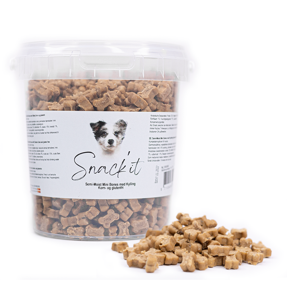 Snack’it - Semi-Moist - Bløde godbidder Mini Bones m. Kylling - 500g