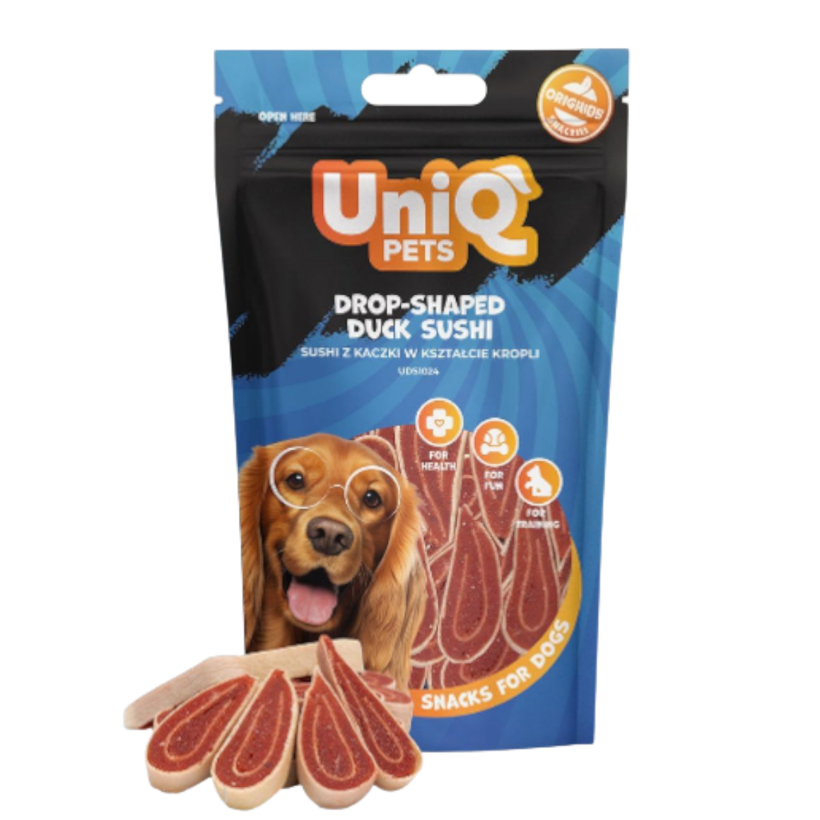 UniQ - Bløde godbidder - Dråbeformet Sushi m. And - 80g