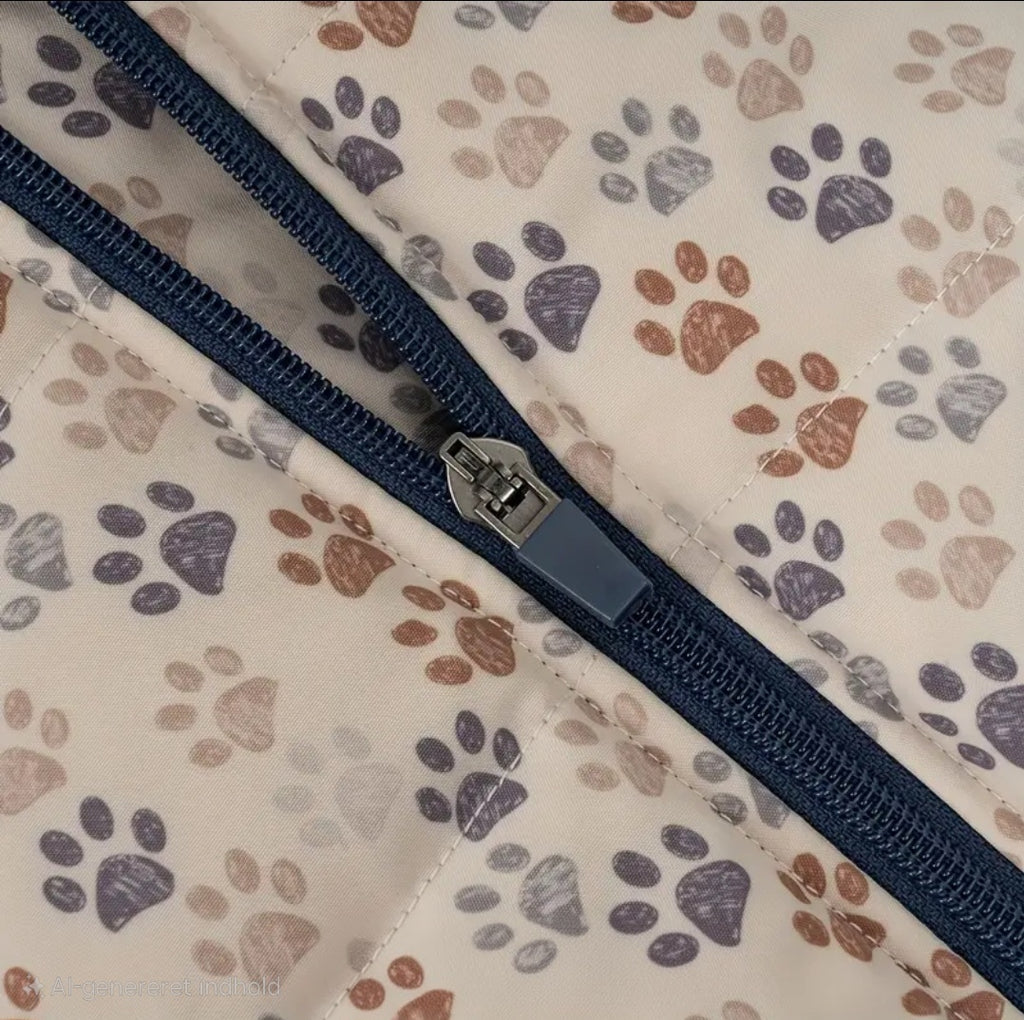 Hundejakke m. sele - Potemønster Blå