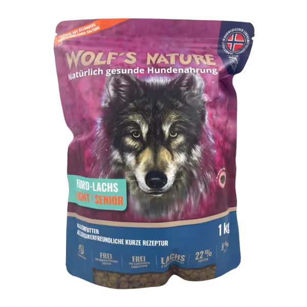 Wolf's Nature - Tørfoder - Fjord-Laks - 1kg. (Light/Senior)