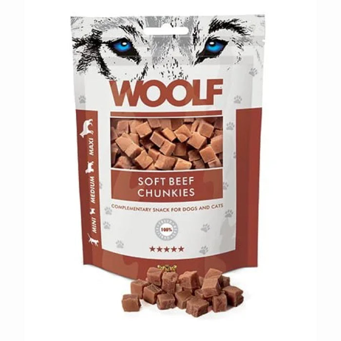 Woolf Naturlige godbidder Soft Beef Chunkies Okse 100g