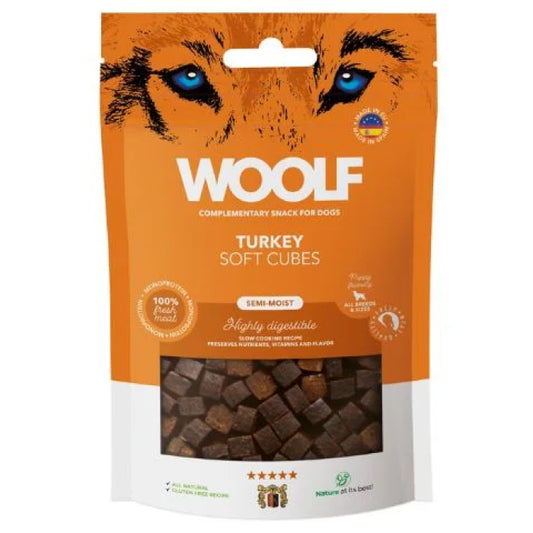 Woolf Naturlige godbidder Soft Cubes Kalkun 100g